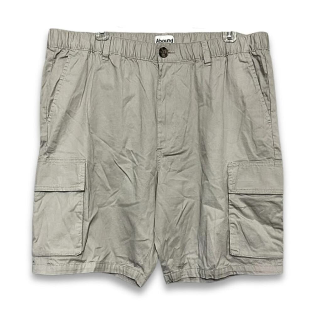 Abound Cargo Shorts Elastic Waistband Functional Pockets 100% Cotton Beige L NWT